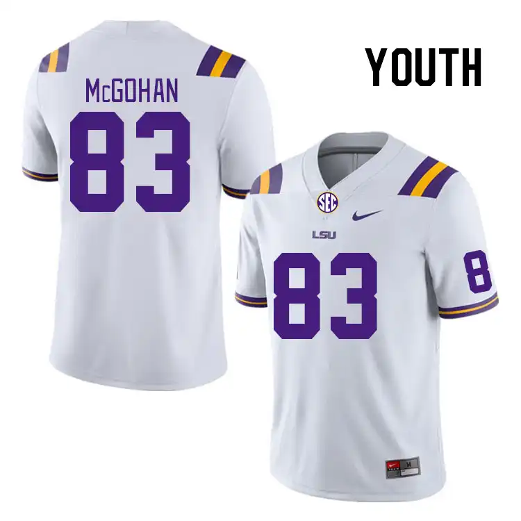 Youth LSU Tigers Jackson McGohan #83 White NCAA Football Jersey